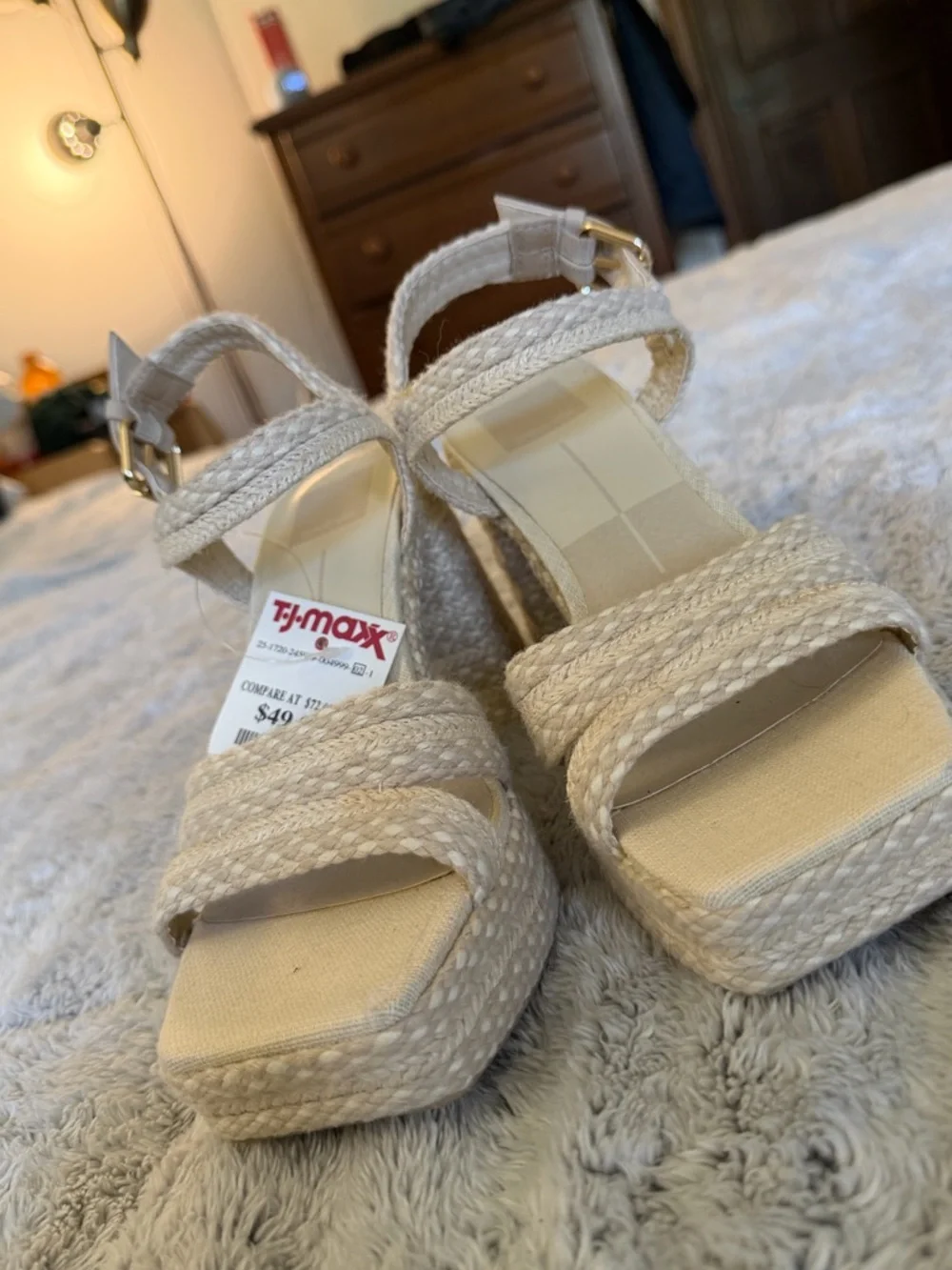 Dolce Vita Cream Braided Strap Block Heel Sandals - Picture 3 of 11